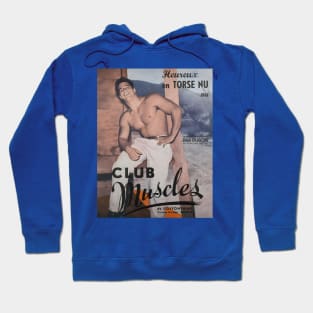 CLUB MUSCLES - Vintage Physique Muscle Male Model Magazine Cover Hoodie